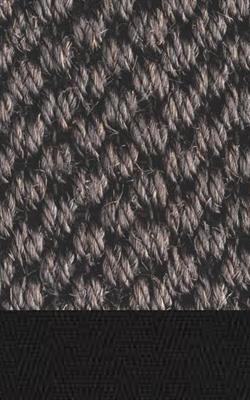 Sisal belize 035 anthracite tæppe med kantbånd i sort